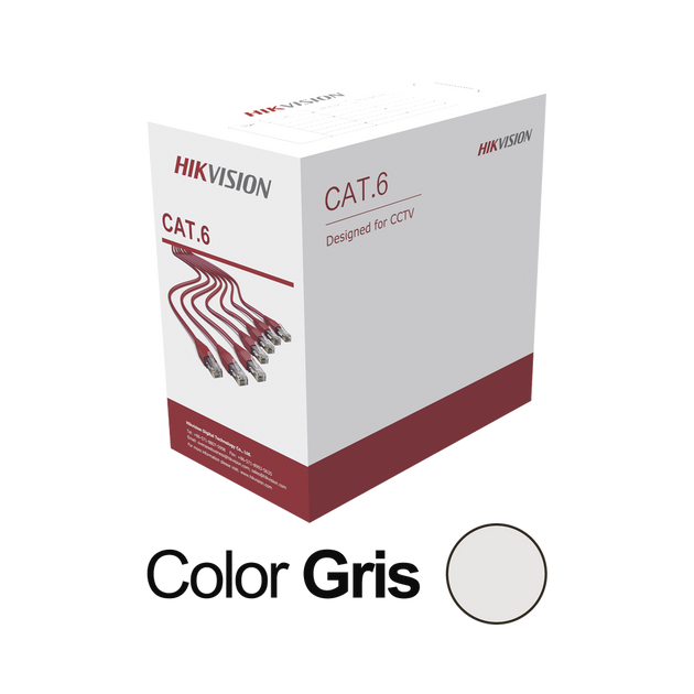 HIKVISION DS-1LN6U-G - Bobina de cable UTP / Cat6 / 23 AWG / 1000 pies (305 m) / PVC CM / Interior / 100% Cobre / 250 MHz | SIERRA STORE