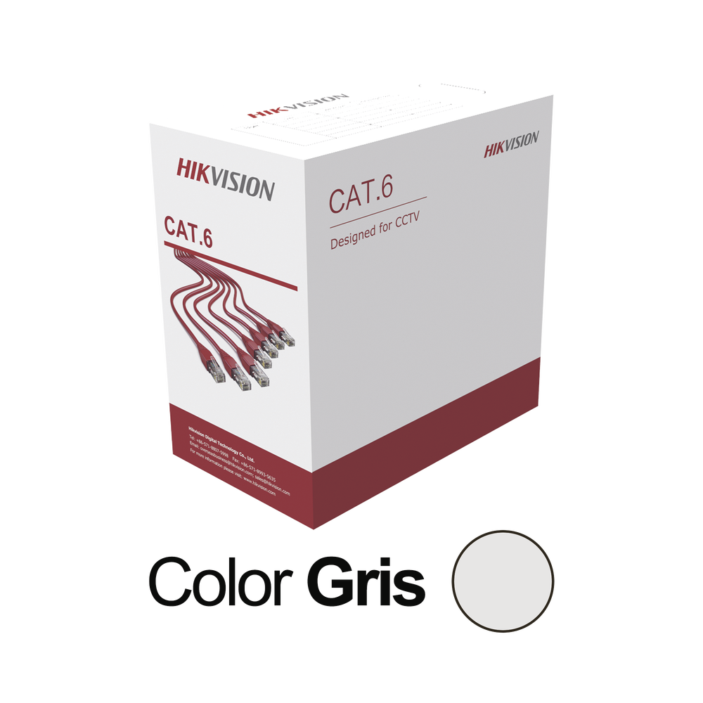HIKVISION DS-1LN6U-G - Bobina de cable UTP / Cat6 / 23 AWG / 1000 pies (305 m) / PVC CM / Interior / 100% Cobre / 250 MHz | SIERRA STORE