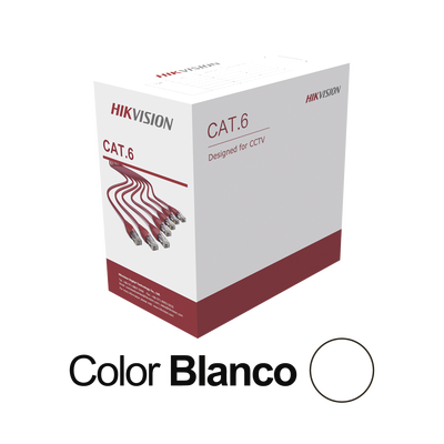 Bobina de Cable UTP 305 Metros (1000 Pies) / Cat 6 (24 AWG) / Color Blanco / PVC (CM) / Uso en Interior / CCA (Cobre con A...