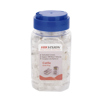 Bote con 100 Piezas de Plug Modular RJ45 / Cat 5e / Chapado en Oro a 30 Micras / Sin Blindaje / Fácil Instalación / Uso In...