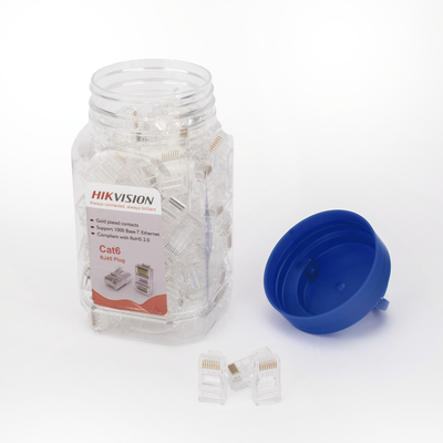 Bote con 100 Piezas de Plug Modular RJ45 / Cat 6 / Chapado en Oro a 30 Micras / Sin Blindaje / Fácil Instalación / Uso Int...