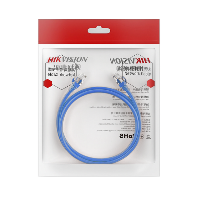 HIKVISION DS-1NP6UEC0-100-B - Cable de Parcheo / UTP / Cat. 6 / 24 AWG / 1 Metro (3.28 Pies) / Azul / PoE+ / Interior | SIERRA STORE