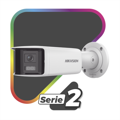 [FlexVu] [PROTECCIÓN ACTIVA] Bala IP Panorámica 4 Megapixel / 2 Lentes 2.8 mm (180°) / Imagen a Color 24/7 (ColorVu) / PoE...