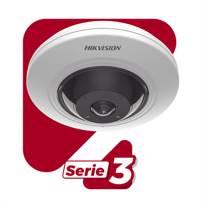 Mini Fisheye IP 5 Megapixel / Panorámica 180° - 360° / 8 mts IR / Interior / PoE / HEOP / ACUSENSE / Detección Facial / Mi...