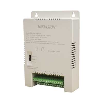 Fuente de Poder Regulada 12 Vcc / 13.5 Vcc / 15 Vcc para 16 Cámaras / 16 Amp (1 Amp por Salida) / Voltaje de Entrada 90 - ...