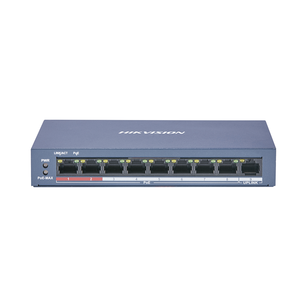 HIKVISION DS-3E0109P-E/M(B) - Switch PoE+ / No Administrable / 8 Puertos 10/100 Mbps PoE+ / 1 Puerto 100 Mbps Uplink / PoE hasta 250 | SIERRA STORE