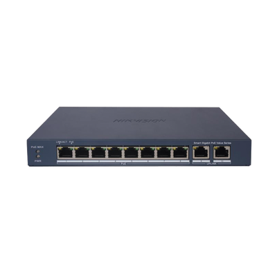 Switch Gigabit PoE+ / Administrable / 8 Puertos 1000 Mbps PoE+ / 2 Puertos 1000 Mbps de Uplink / Configuración Nube Hik-Pa...