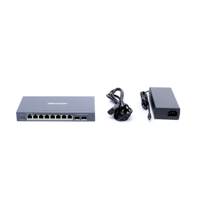 Switch Gigabit PoE+ / Administrable / 8 Puertos Gigabit PoE+ / 2 Puertos SFP / Configuración Nube Hik-Partner Pro / Modo E...