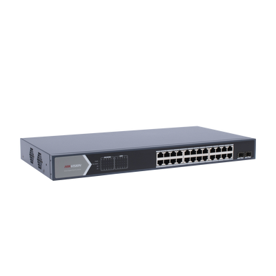 Switch Gigabit PoE+ / Administrable / 24 Puertos 1000 Mbps PoE+ / 2 Puertos SFP / Configuración Remota desde Hik-PartnerPr...