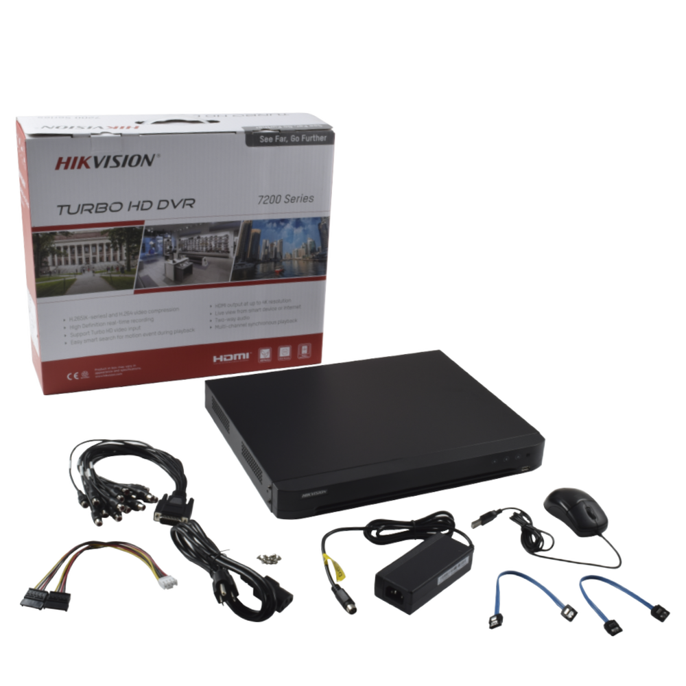 HIKVISION DS-7216HQHI-K1/A - DVR 4 Megapixel / 16 Canales TURBOHD + 8 Canales IP / 1 Bahías de Disco Duro / 16 Canales de Audio / | SIERRA STORE
