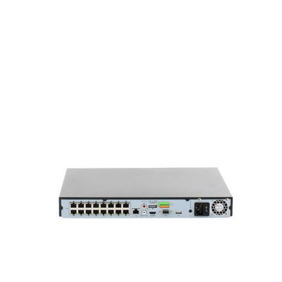NVR 8 Megapixel (4K) (Compatible con Cámaras ACUSENSE) / 16 canales IP / 16 Puertos PoE+ / 2 Bahías de Disco Duro / Salida...