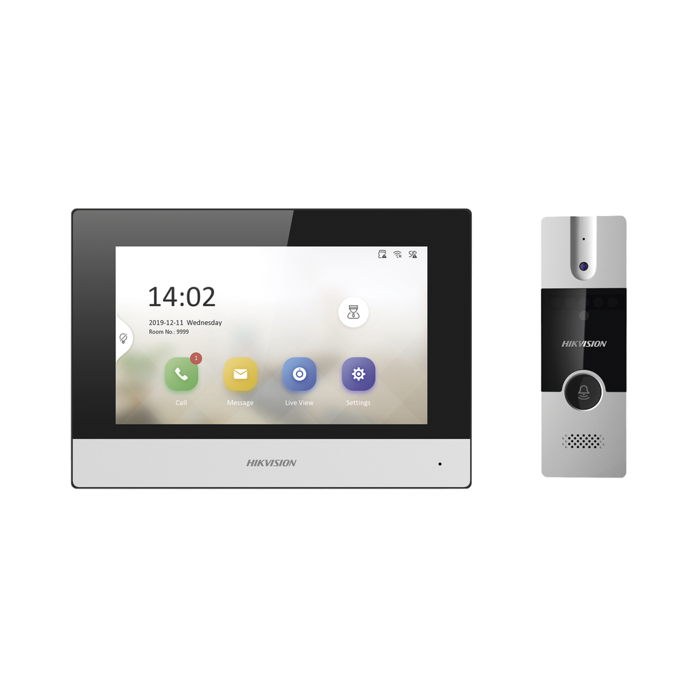 HIKVISION DS-KIS302-P - Kit de Videoportero Híbrido de Plastico / IP a 4 Hilos con Función de Llamada a App Hik-Connect / Monitor se | SIERRA STORE