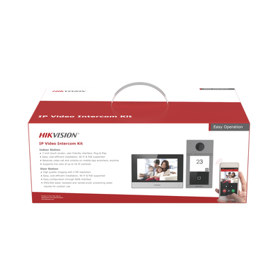 Kit de Videoportero IP PoE Estandar con llamada a App de Smartphone (Hik-Connect) / Apertura con Tarjeta MIFARE / Frente d...