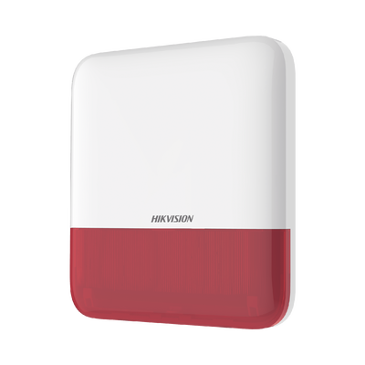 (AX PRO) Sirena Inalámbrica con Estrobo Rojo para Exterior IP65 / 110 dB - HIKVISION