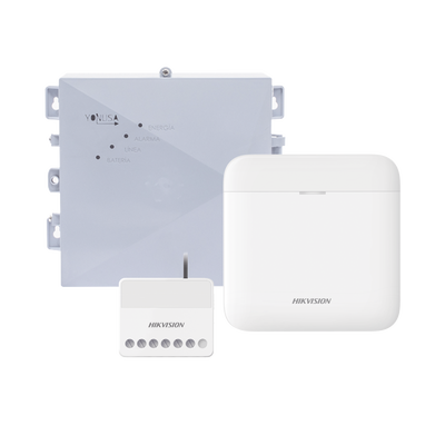 (AX PRO + YONUSA) KIT de Alarma AX PRO / Incluye: 1 Hub con bateria de respaldo / 1 Energizador 2500Mts Lineales / 1 Relev...