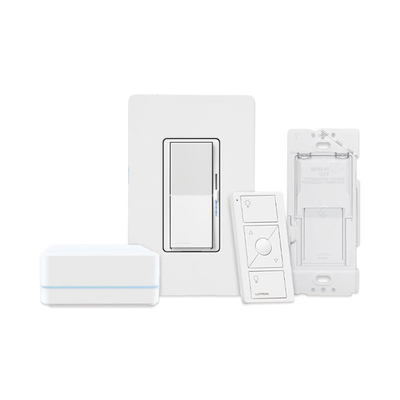 (Caseta Wireless) Kit Hub controlador, atenuador, control remoto PICO, base de pared y tapa. LUTRON CASETA WIRELESS - Vista 3