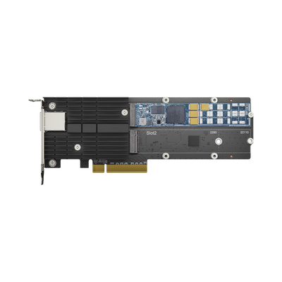 Adaptador Combinado SSD M.2 y 10 GbE | PCIe 3.0 x8 | 2 Ranuras NVMe M.2 22110/2280 | Puerto 10GBASE-T RJ45 | Autonegociaci...