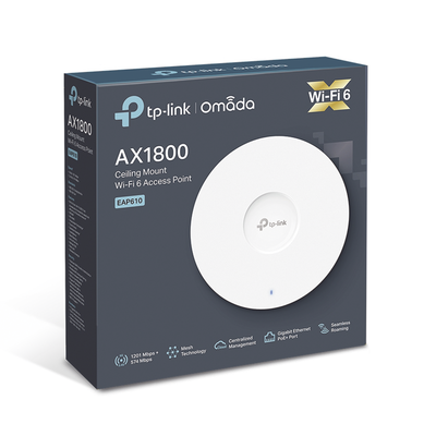 Punto de Acceso Omada / Wi-Fi 6 AX1800 MU-MIMO 2x2 / Mesh Omada / Alta Densidad de Usuarios / Configuración por Controlado...