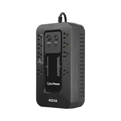 UPS de 450 VA/260 W, Topología Standby con Modo Ahorrador ECO, Entrada 120 Vca NEMA 5-15P, Con 8 Tomas NEMA 5-15R CYBERPOW...