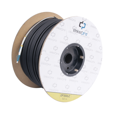 Carrete de Fibra Óptica Monomodo con Conectores LC-LC Duplex, Reforzada con Kevlar, de 150 Metros (492.13 Pies), Para Inst...