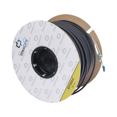 Carrete de Fibra Óptica Monomodo con Conectores LC-LC Duplex, Reforzada con Kevlar, de 150 Metros (492.13 Pies), Para Inst...