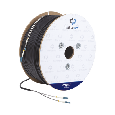 Carrete de Fibra Óptica Monomodo con Conectores LC-LC Duplex, Reforzada con Kevlar, de 300 Metros (984.25 Pies), Para Inst...