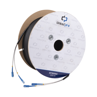 Carrete de Fibra Óptica Monomodo con Conectores SC-SC Duplex, Reforzada con Kevlar, de 300 Metros (984.25 Pies), Para Inst...