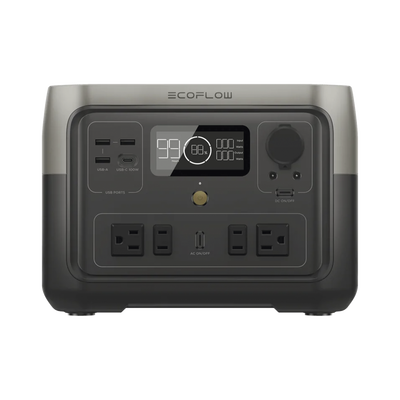EcoFlow River 2 Max | Estación de Energía Portátil 512Wh Litio LFP / 4 AC 500 W (Max. 1000W) / 1 USB-C 100W / 3 USB -A 12W / 