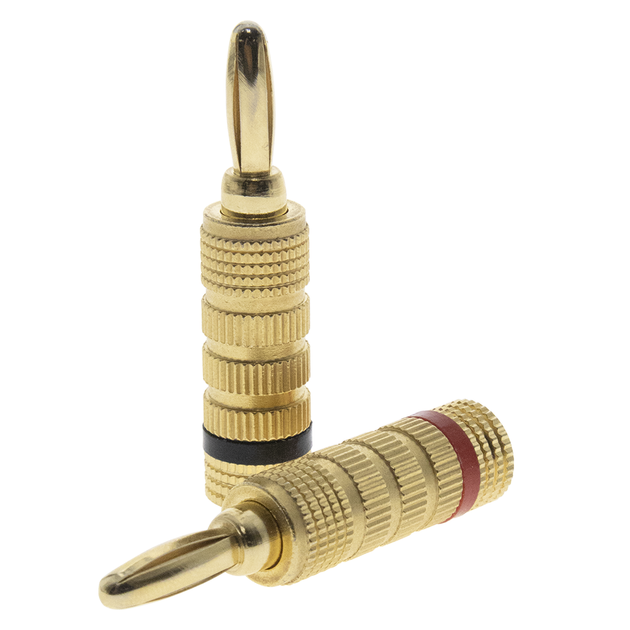 Kit Conector Banana / Tipo Tornillo / Chapado en Oro 24K / 12 AWG Máx / Polaridad Codificada / 2 Piezas | SIERRA STORE