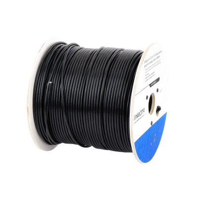 Bobina de Cable de 305 Metros (1000 Pies) Cat5e, Aleación de Cobre y Aluminio (CCA), Color Negro, Uso Intemperie, Doble Fo...