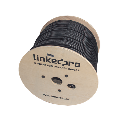 Bobina de Cable Siamés Cat5e CCA + 2 Cables Gruesos (16 AWG) para Alimentar Cámaras Más Lejos / 305 Metros (1000 Pies) / I...