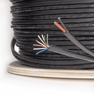Bobina de Cable Siamés Cat5e CCA + 2 Cables Gruesos (16 AWG) para Alimentar Cámaras Más Lejos / 305 Metros (1000 Pies) / I...
