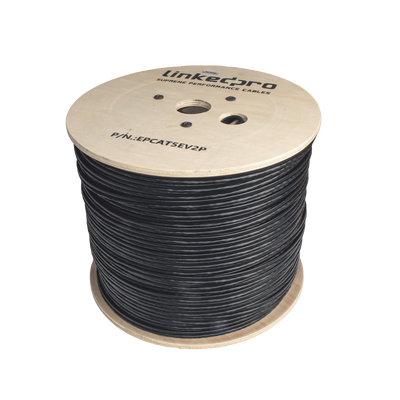Bobina de Cable Siamés Cat5e CCA + 2 Cables Gruesos (16 AWG) para Alimentar Cámaras Más Lejos / 305 Metros (1000 Pies) / I...