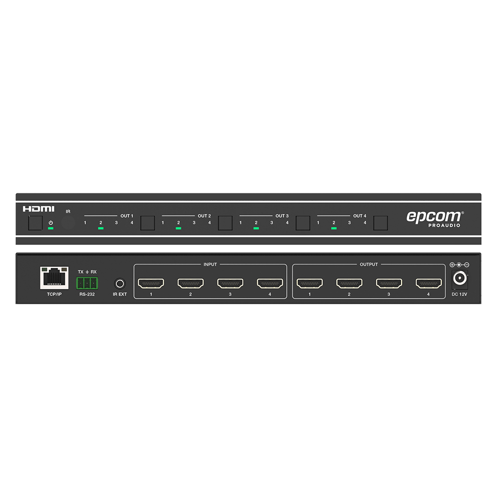 Matriz HDMI / 4×4 / Conmutación Sin Interrupciones / Video Wall 10 Modos / 4K@60Hz 4:4:4 / HDMI 2.0b / Control Web, IR, RS-232, TCP/IP | SIERRA STORE