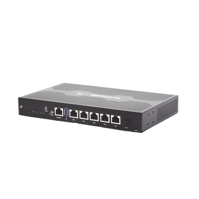 EdgeRouter 6 PoE pasivo 24 V, con 5 puertos 10/100/1000 Mbps + 1 puerto SFP, con funciones avanzadas de ruteo UBIQUITI - V...
