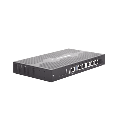 EdgeRouter 6 PoE pasivo 24 V, con 5 puertos 10/100/1000 Mbps + 1 puerto SFP, con funciones avanzadas de ruteo UBIQUITI - V...