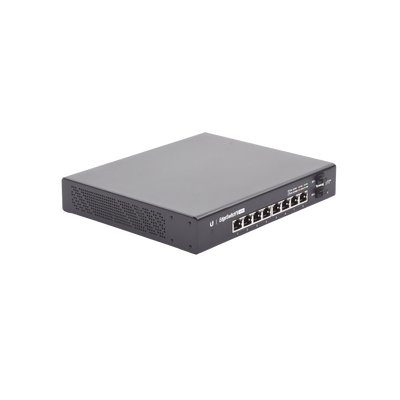 Switch EdgeMAX Administrable de 8 Puertos Gigabit con PoE+/PoE Pasivo 24V + 2 Puertos SFP, 150 W UBIQUITI - Vista 3