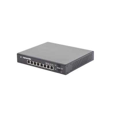 Switch EdgeMAX Administrable de 8 Puertos Gigabit con PoE+/PoE Pasivo 24V + 2 Puertos SFP, 150 W - UBIQUITI