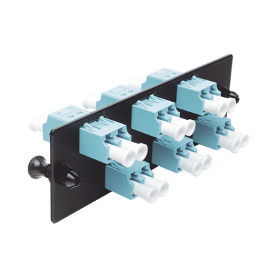 Placa Acopladora de Fibra Optica FAP, Con 6 Conectores LC Duplex (12 Fibras), Para Fibra Multimodo OM3/OM4, Color Aqua PAN...