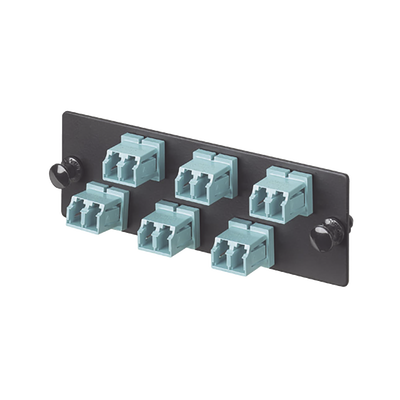 Placa Acopladora de Fibra Optica FAP, Con 6 Conectores LC Duplex (12 Fibras), Para Fibra Multimodo OM3/OM4, Color Aqua - P...