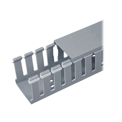 Canaleta Ranurada de PVC con Tapa, Tipo F, 32 mm de Ancho, 28.7 mm de Alto y 2 m de Largo, Color Gris - PANDUIT