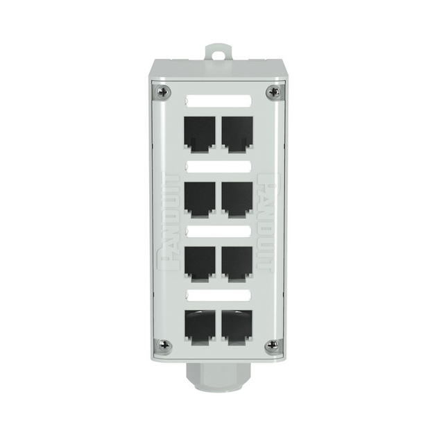PANDUIT FDME8RG - Panel de Parcheo Modular para Fibra Óptica, de Instalación en Riel DIN Estándar de 35mm, 8 Puertos Mini-Com, Color | SIERRA STORE