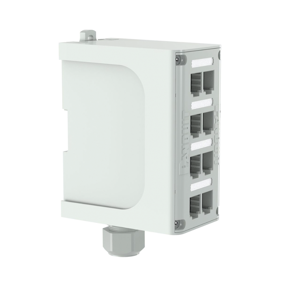 PANDUIT FDME8RG - Panel de Parcheo Modular para Fibra Óptica, de Instalación en Riel DIN Estándar de 35mm, 8 Puertos Mini-Com, Color | SIERRA STORE