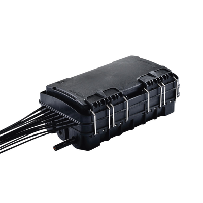 Caja de Distribución de Fibra Óptica para 24 Empalmes, con 16 acopladores SC/APC simplex, Exterior IP65, Color Negro | SIERRA