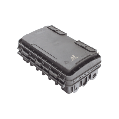 Caja de Distribución de Fibra Óptica para 24 Empalmes, con 8 acopladores SC/APC simplex, Exterior IP65, Color Negro FIBERH...