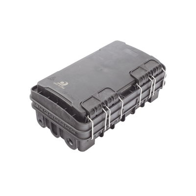 Caja de Distribución de Fibra Óptica para 24 Empalmes, con 8 acopladores SC/APC simplex, Exterior IP65, Color Negro - FIBE...
