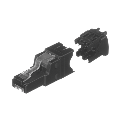 Plug RJ45 UTP, Instalación Recta, Terminación en Campo Certificable, Compatible con Cat5e, Cat6 y Cat6A, Color Negro PANDU...