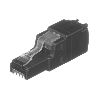 Plug RJ45 UTP, Instalación Recta, Terminación en Campo Certificable, Compatible con Cat5e, Cat6 y Cat6A, Color Negro - PAN...