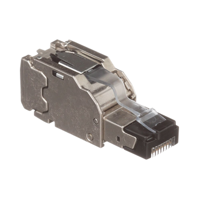 Plug RJ45 Blindado, Instalación Recta, Terminación en Campo Certificable, Compatible con Cat5e, Cat6 y Cat6A, Color Plata ...