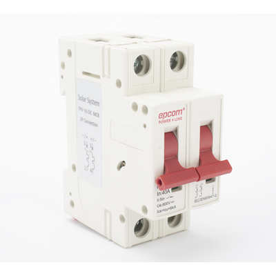 Protección Térmica/ Interruptor 2P, 40 A,  Corriente Directa  800 Vcc para Aplicación Fotovoltaica Montaje Riel DIN - EPCO...